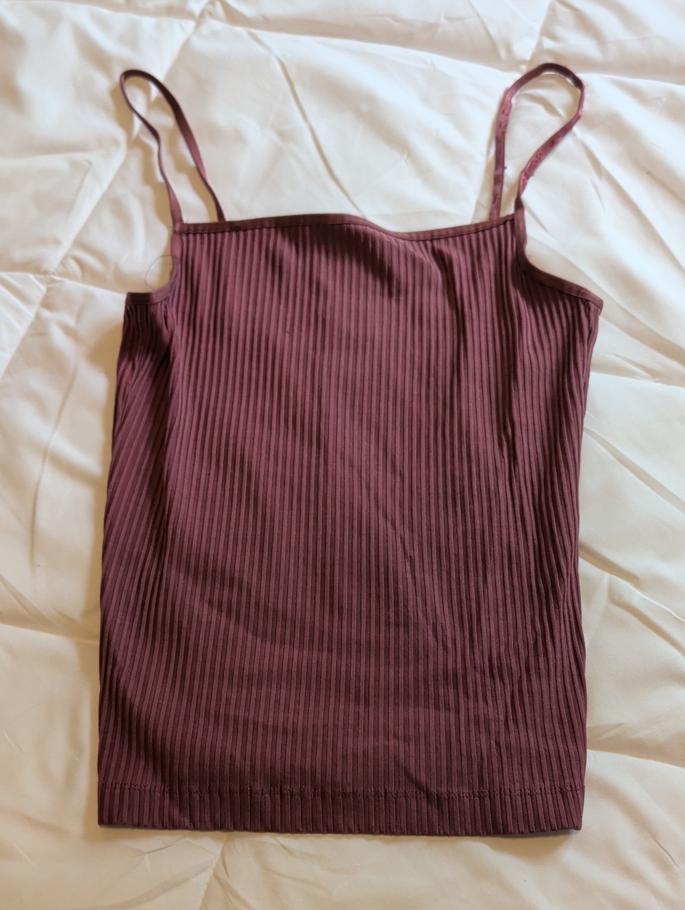 Wilfred Aritzia Ribbed Spaghetti Strap Tank Top in Wine